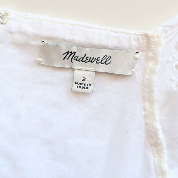 Madewell White Cotton Eyelet Embroidery Tie Front Keyhole A-line Midi Dress 2 - Picture 11 of 15